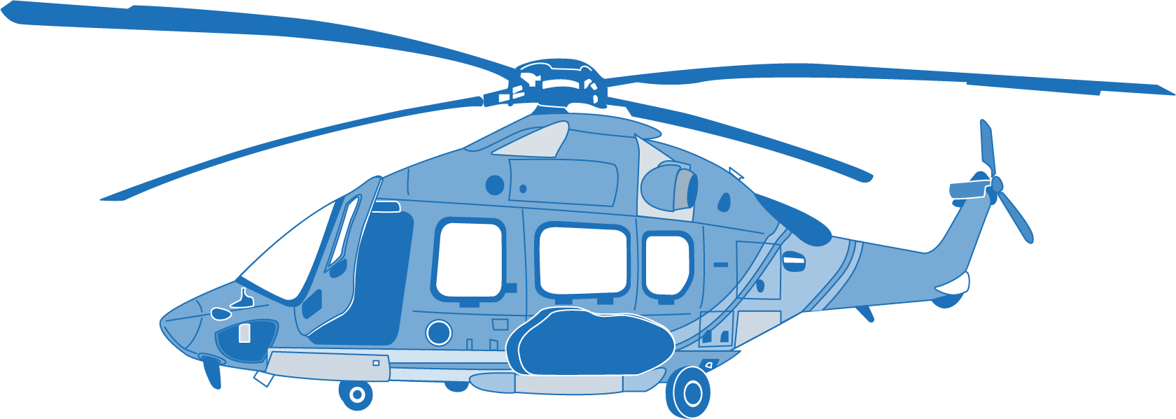 Helicopter containing the aerial radiation monitoring system